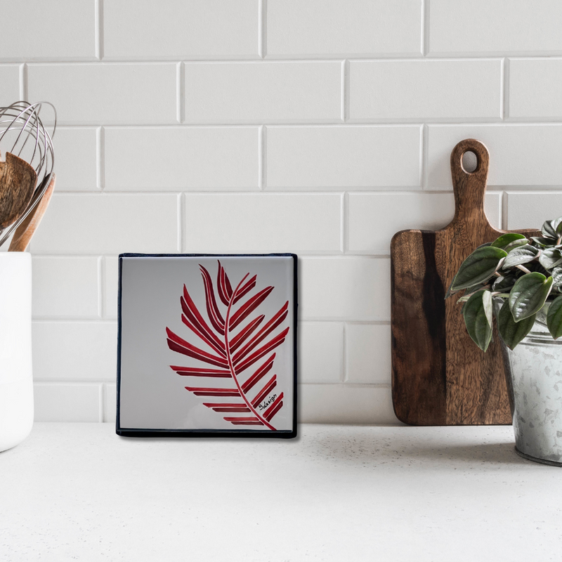 Ceramic hand painted Tile | Drifting Leaves Collection
