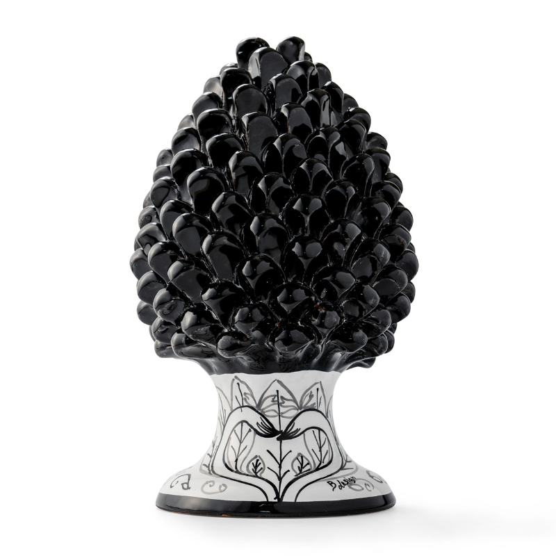Ceramic hand painted Pine Cone Bird of Paradise | Black | 25cm