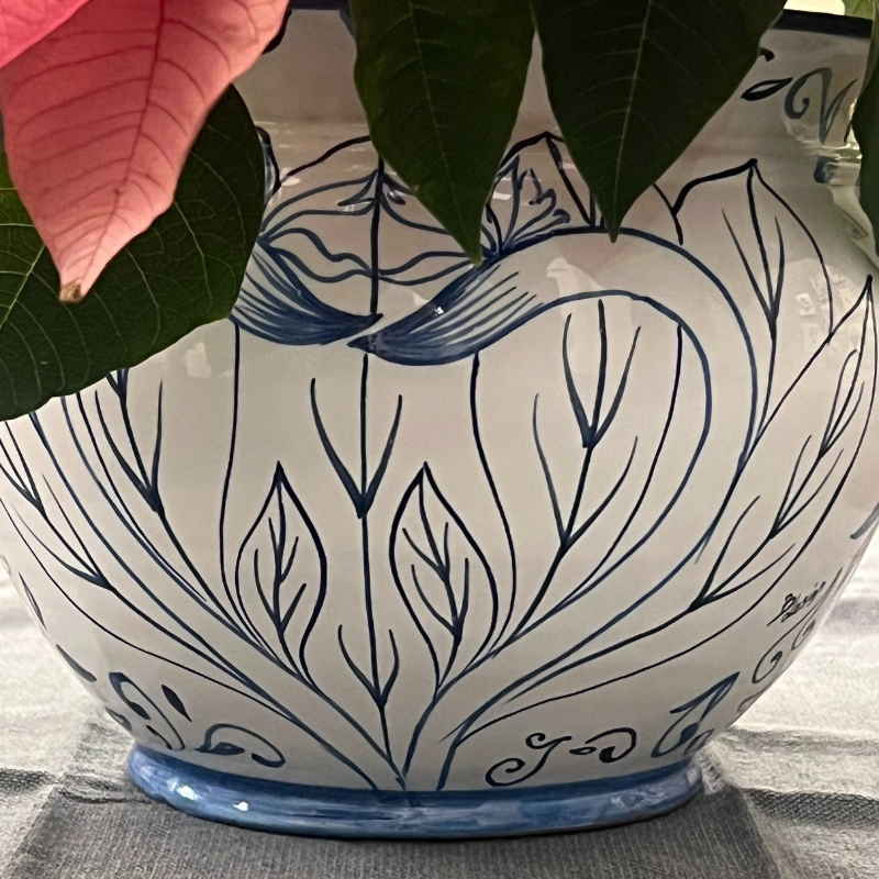 Ceramic hand painted Flower Pot | Bird of Paradise