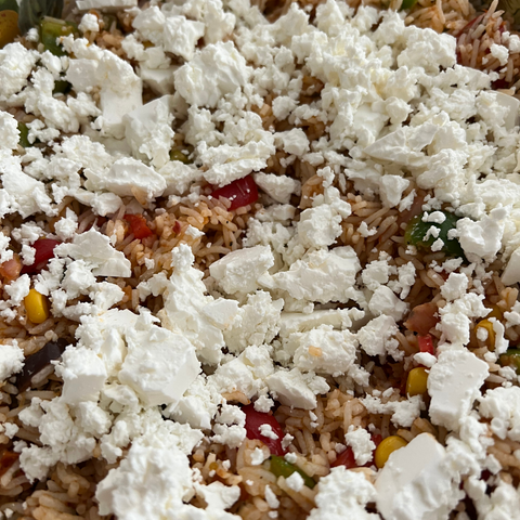 This rice salad is a great side dish with meat or chicken or served on its own as a vegetarian summer meal.
