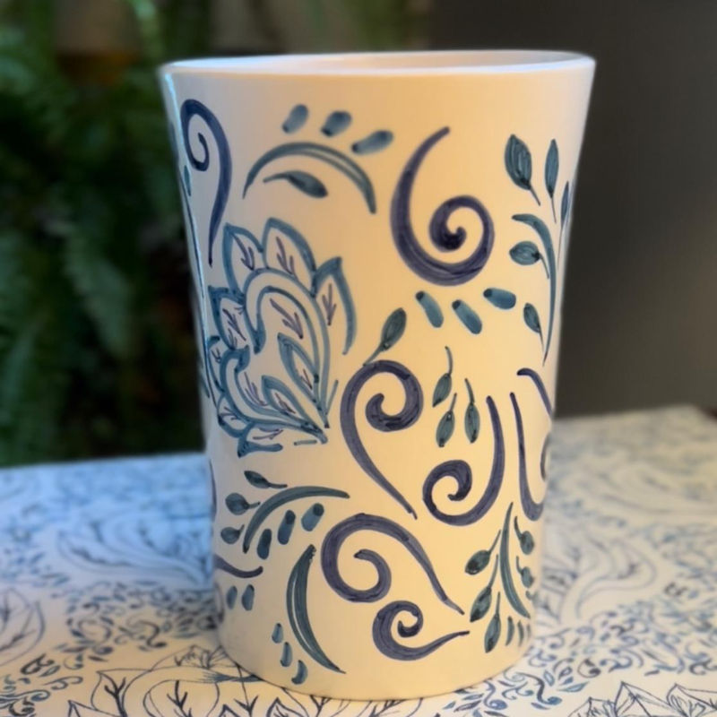 Ceramic Hand painted Vase - Bird of Paradise Nouveau Collection