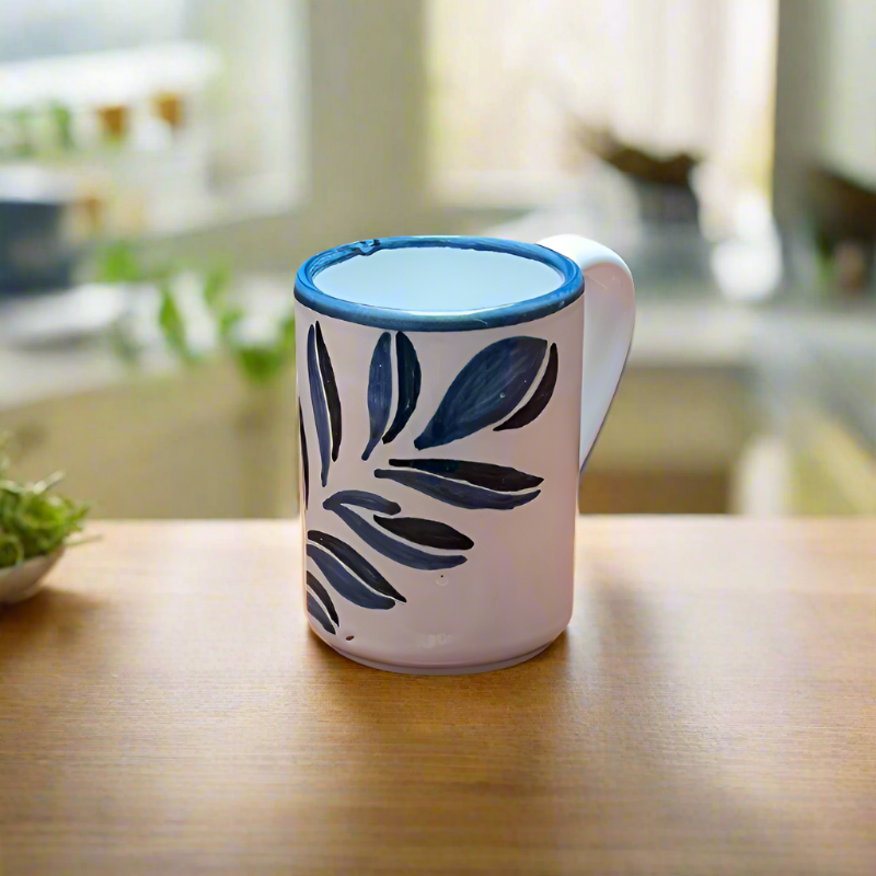 DRIFTING LEAVES COLLECTION Mug Blue Leaf