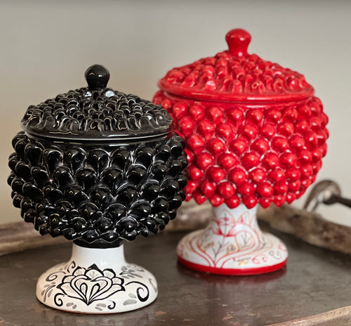Pine Cone Bowl with Lid Bird of Paradise Collection - Black