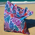 Colourful Drifting Leaves pattrned waterproof bag on the beach
