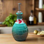 DRIFTING LEAVES Ceramic hand painted Oil Dispenser