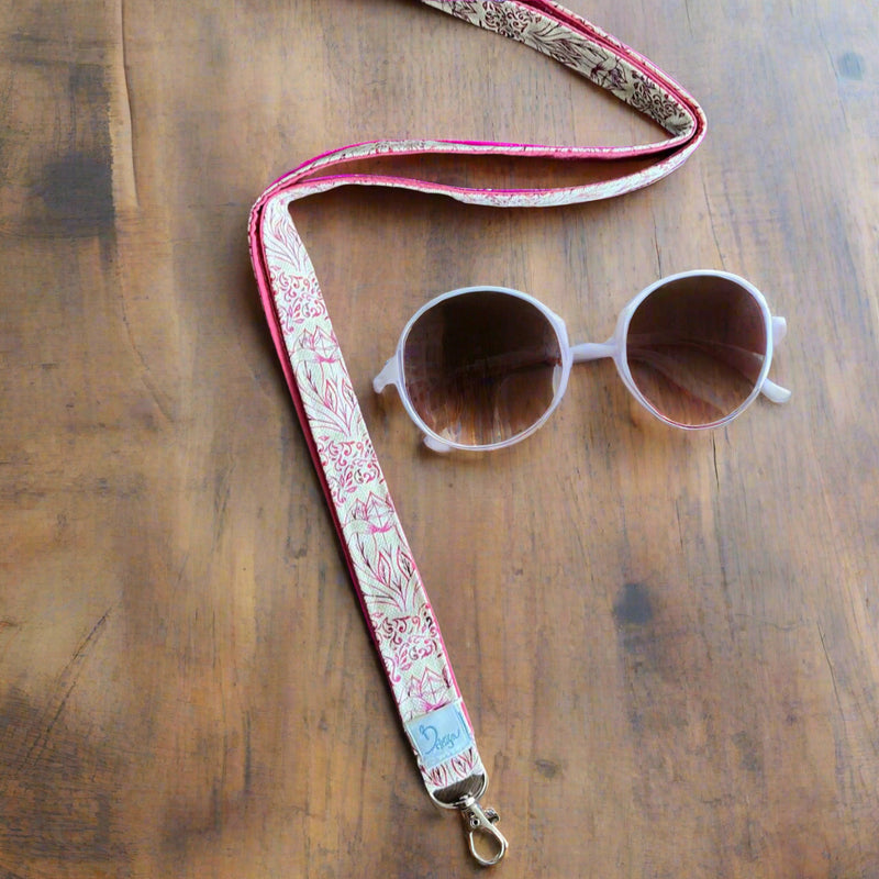 Handcrafted Fabric Lanyard – Stylish & Functional - Bird of Paradise Pink