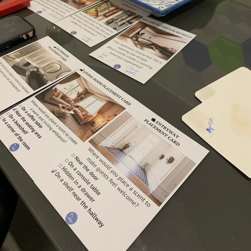 Tabletop moodboards and scents during workshop