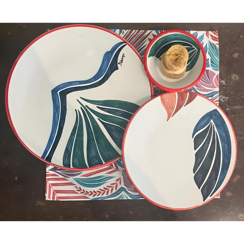Ceramic hand painted Plate Drifting Leaves