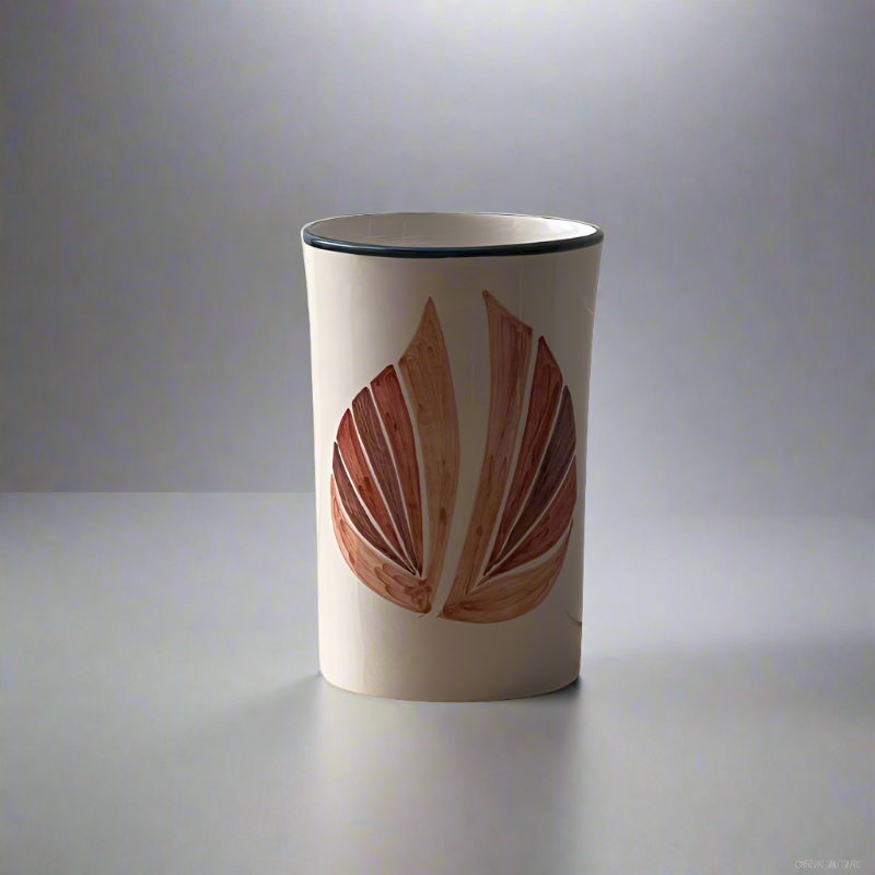 Ceramic hand painted Vase | Drifting Leaves Heart Shaped Leaf