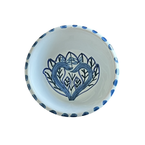 Ceramic hand painted Bowl (Zingla) 10cm | Drifting Leaves / Bird of Paradise