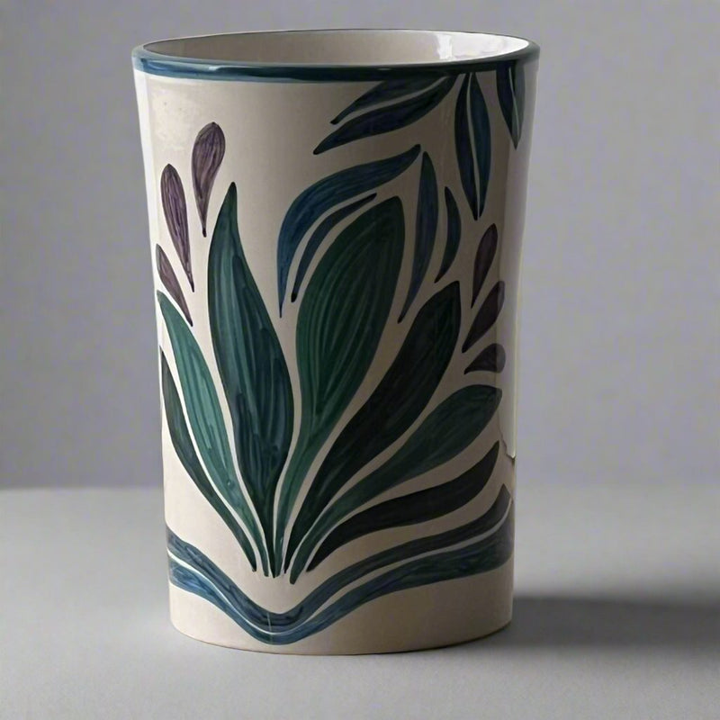 Drifting Leaves ceramic hand painted vase