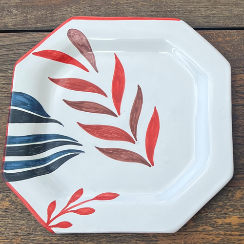 Ceramic hand painted Plate 25x25cm | Drifting Leaves