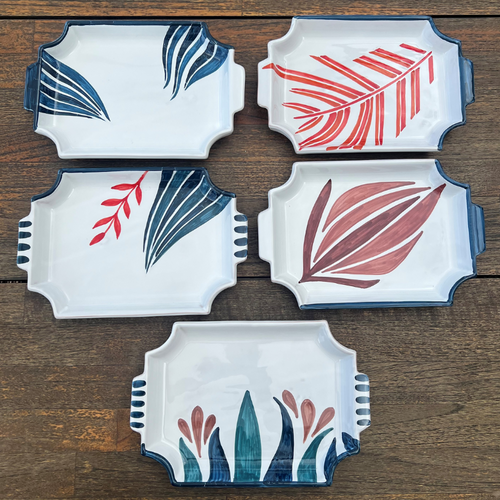 Ceramic hand painted Tray Drifting Leaves